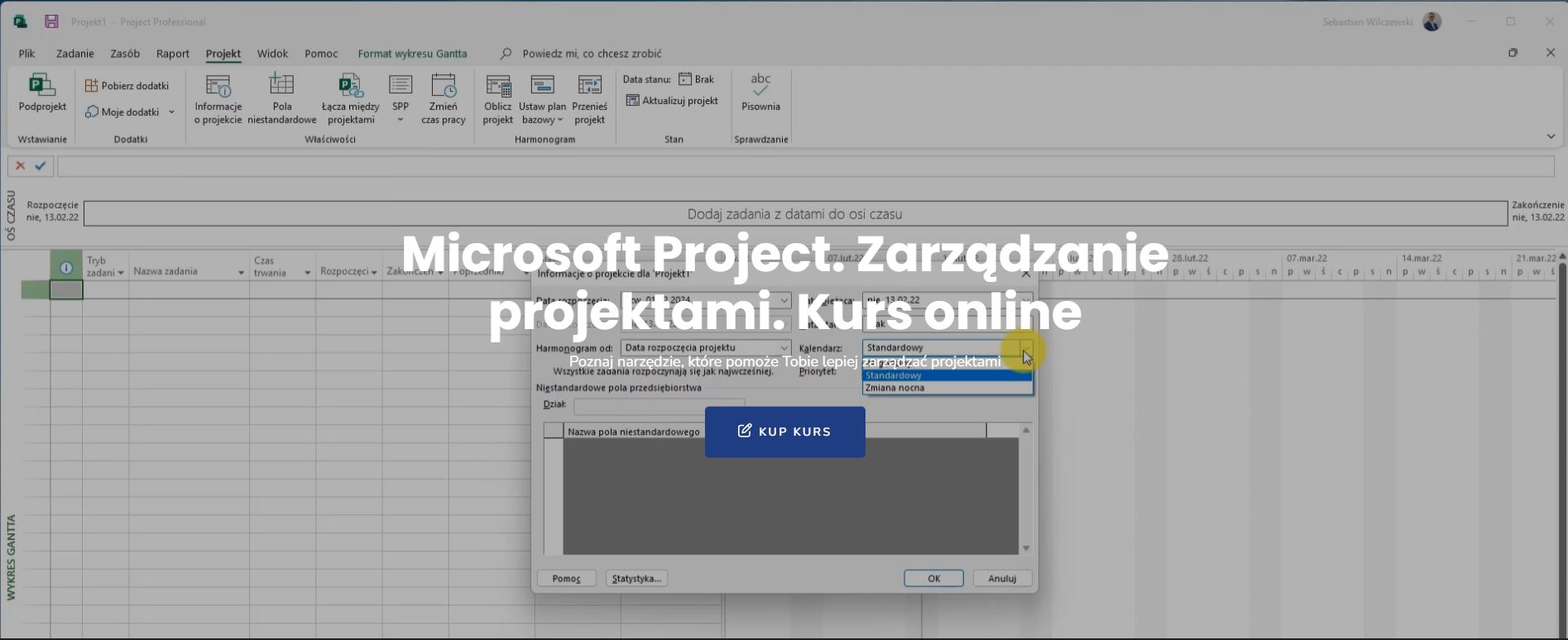 Kurs online. Microsoft Project. Zarządzanie projektami. 